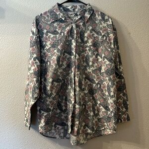 VTG Krazy Kat paisley and floral button down size medium